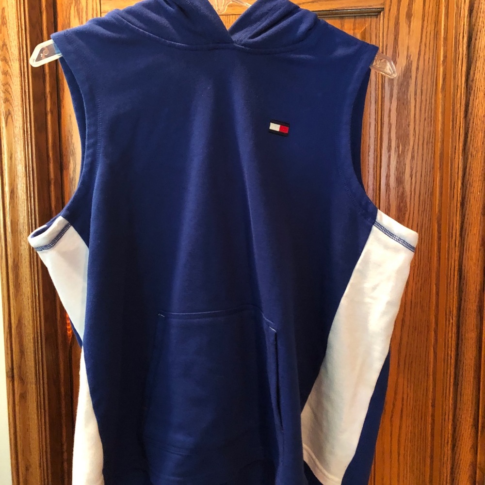 Blue Tommy Hilfiger Sleeveless Hoodie